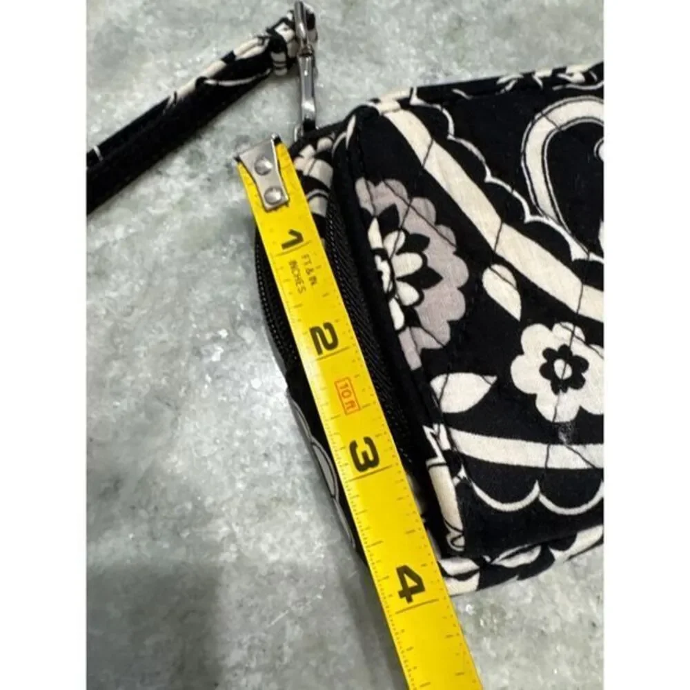 Vera Bradley 2 Zip Wallet Wristlet in Midnight Paisley Black Cream - Picture 6 of 7